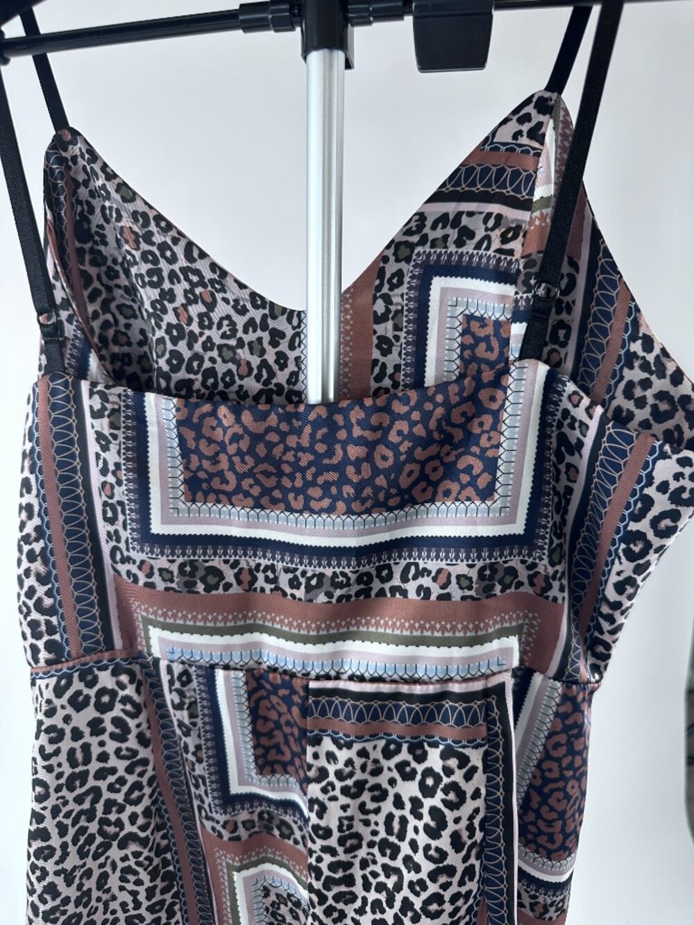 Boohoo Leopard Print Midi Slip Dress Size 12 Spaghetti Strap - Picture 3 of 9